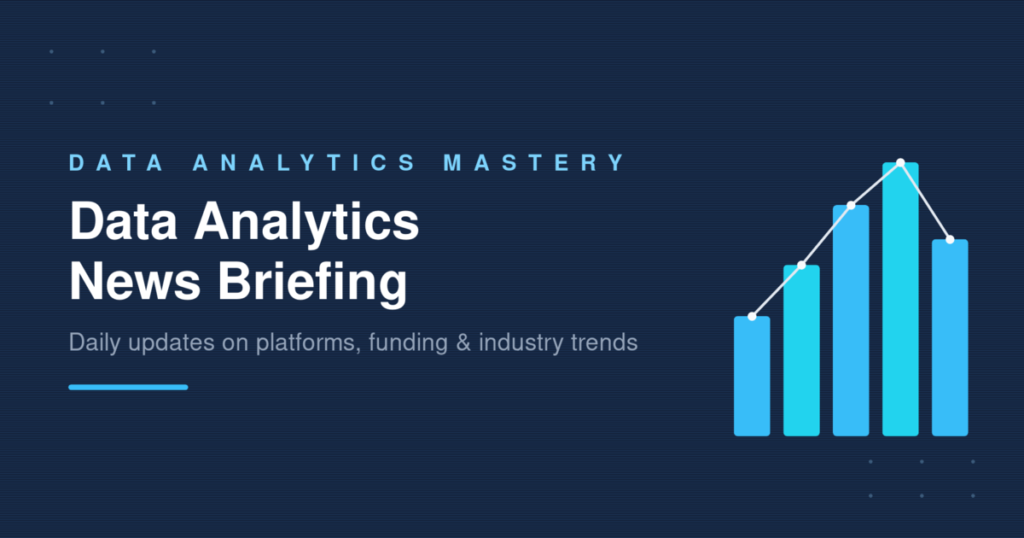 Data analytics news briefing featured image with bar chart and trend line graphic